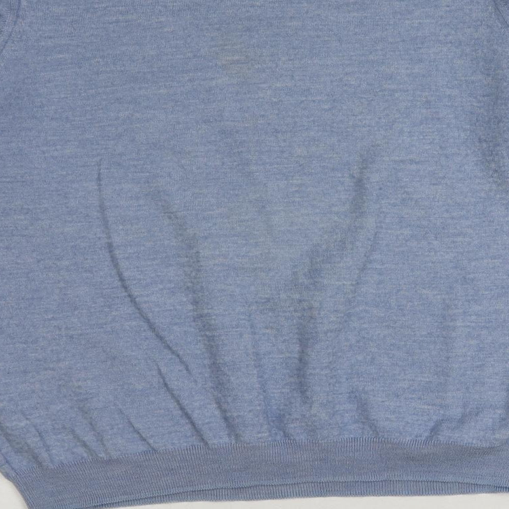 Marks & Spencer Mens Blue V-Neck Acrylic Pullover Jumper Size L Long Sleeve