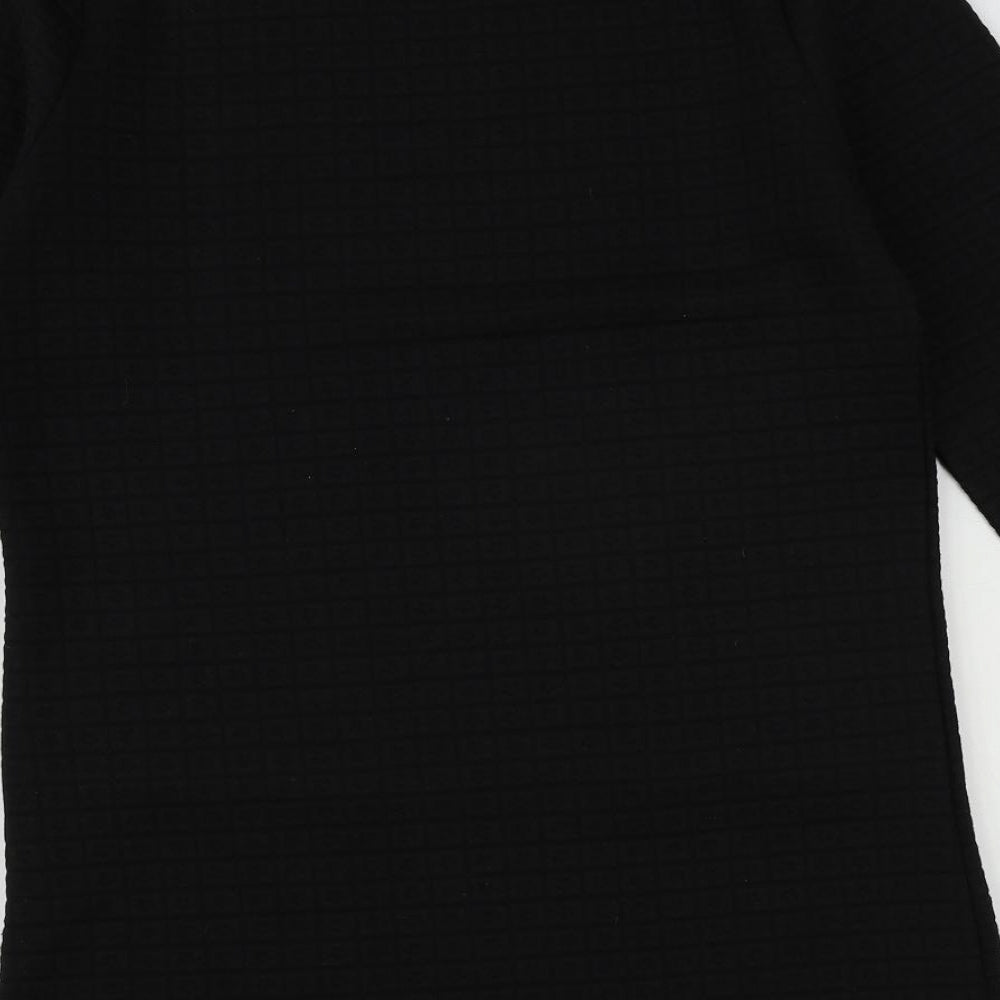 First Avenue Womens Black Polyester Tunic T-Shirt Size S Round Neck