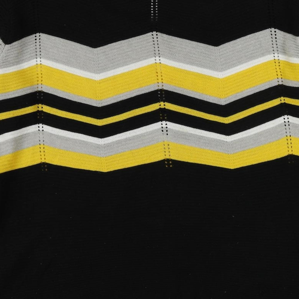Select Womens Black Round Neck Herringbone Cotton Pullover Jumper Size 12