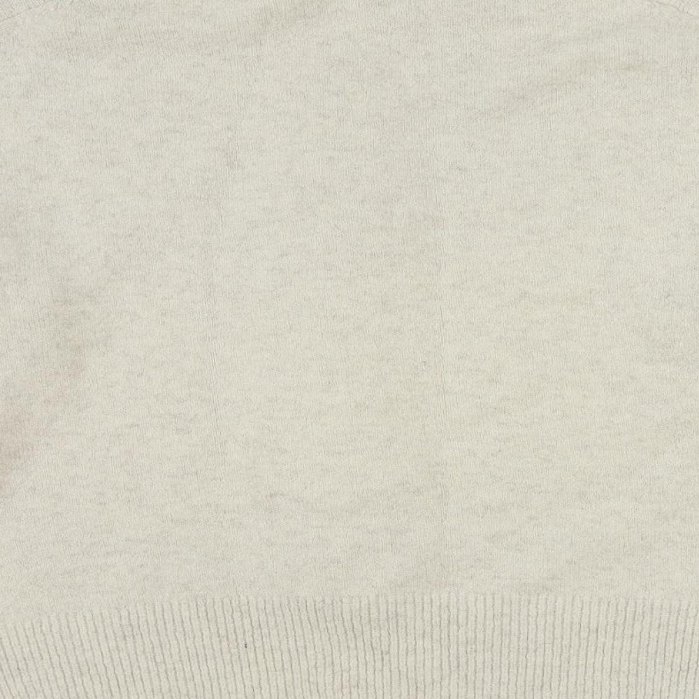 H&M Womens Ivory High Neck Acrylic Pullover Jumper Size M - Beaded