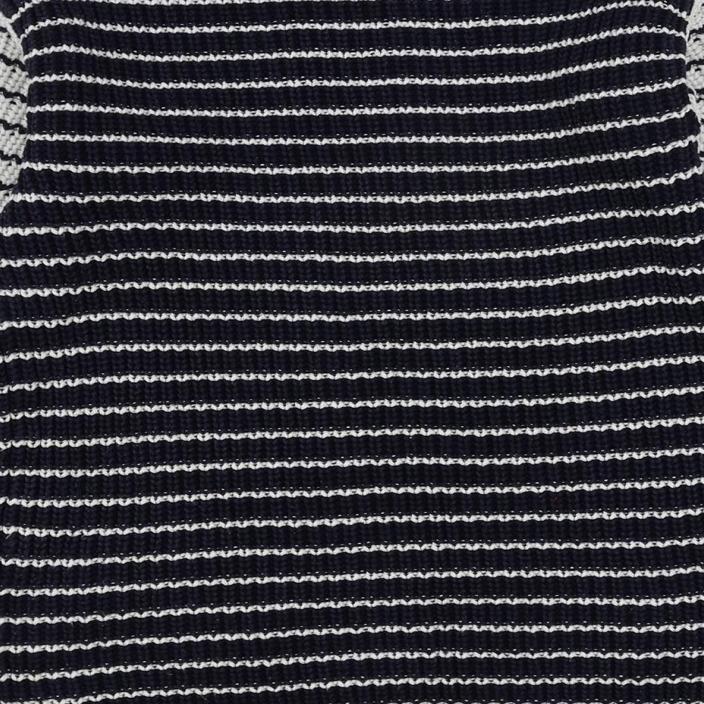 Marks & Spencer Womens Blue Boat Neck Striped Cotton Pullover Jumper Size S