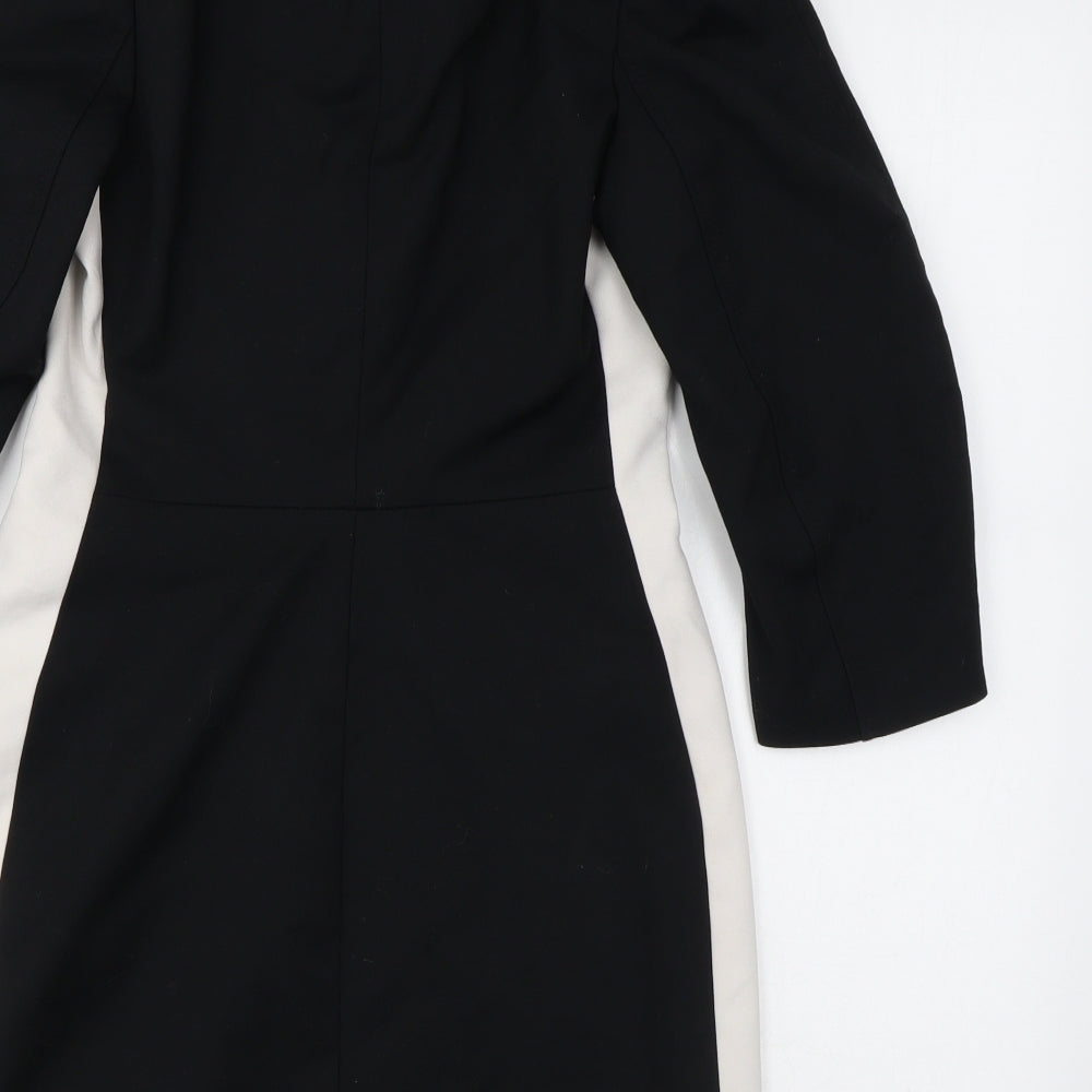 Zara Womens Black Cotton Shirt Dress Size S Collared Button