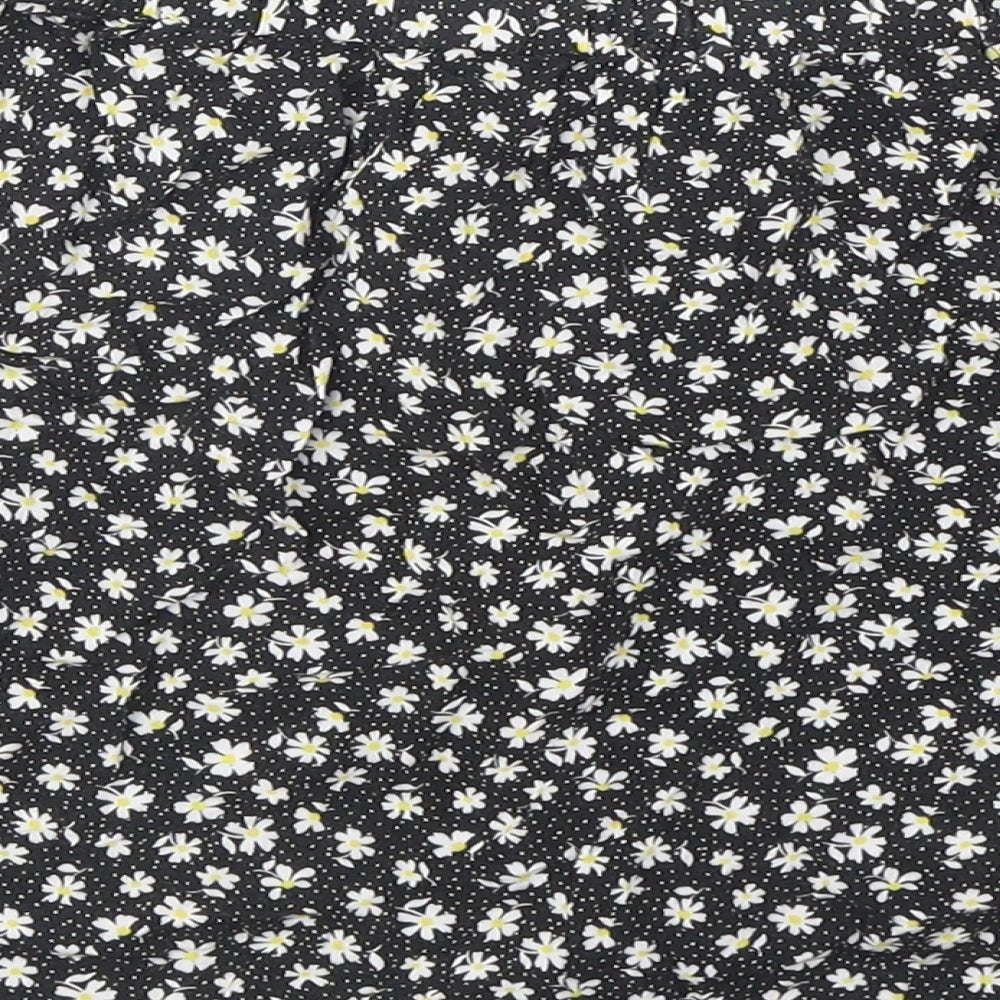 Urban renewal Womens Black Floral Polyester A-Line Skirt Size S Button