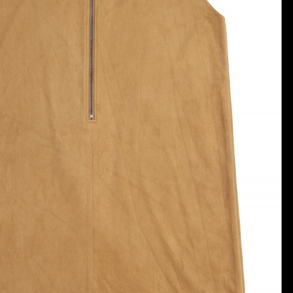 VERO MODA Womens Brown Polyester A-Line Size XL Round Neck Zip