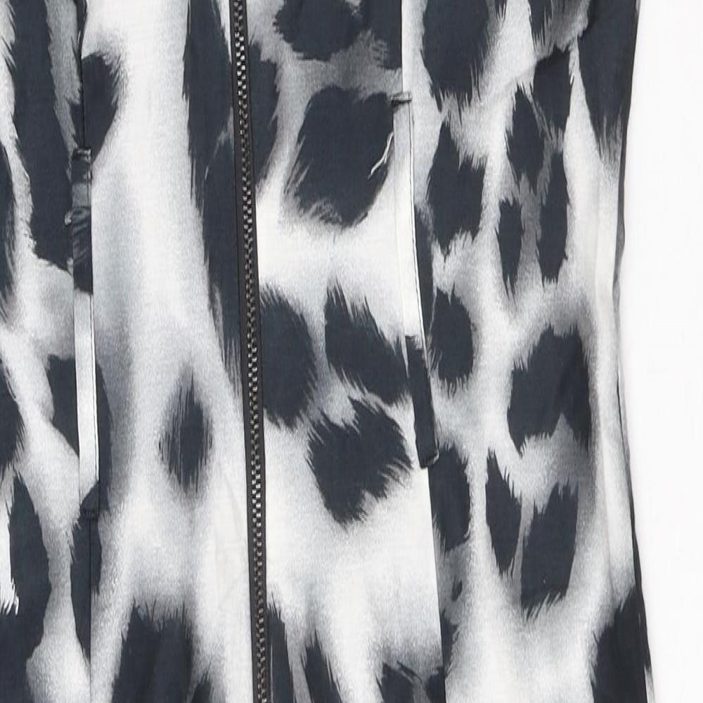 Star by Julien Macdonald Womens Grey Animal Print Cotton A-Line Size 10 Square Neck Zip - Leopard print, Ruffled Sleeve Detail
