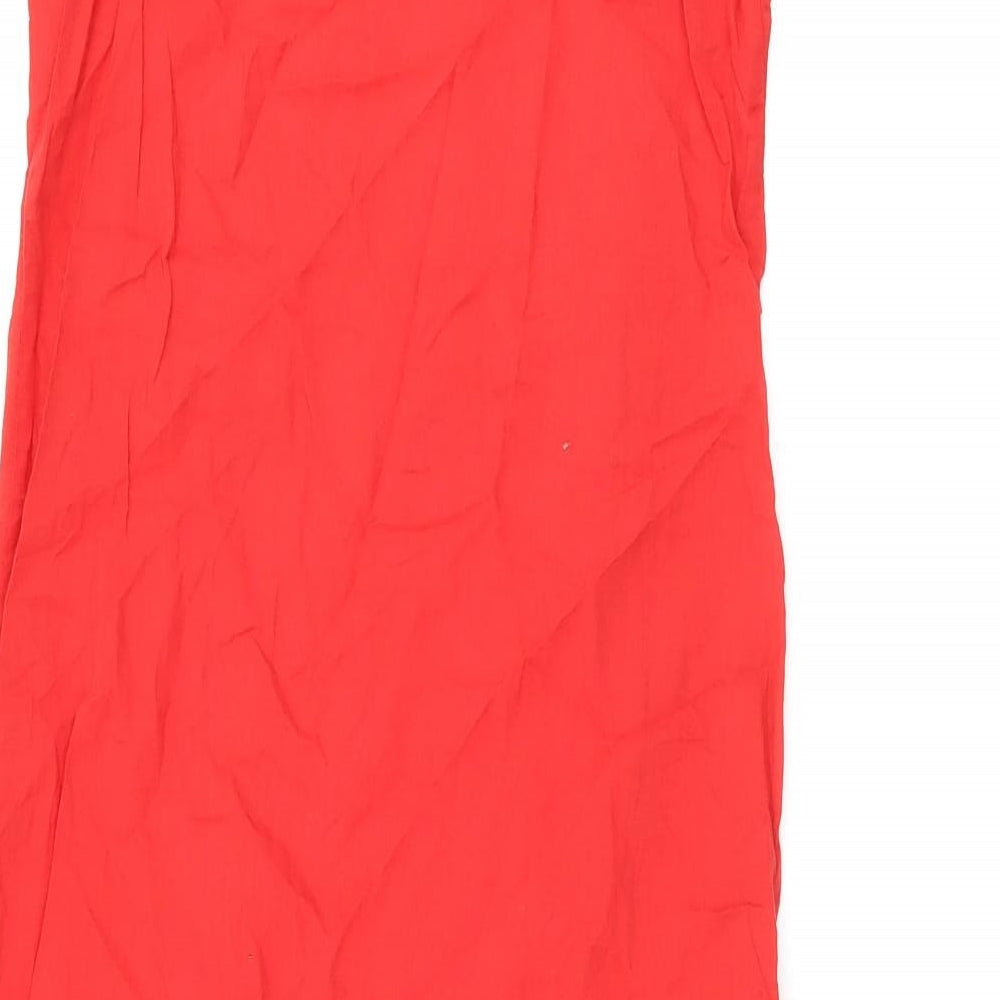 Marks & Spencer Womens Red Cotton Tank Dress Size 6 Scoop Neck Pullover