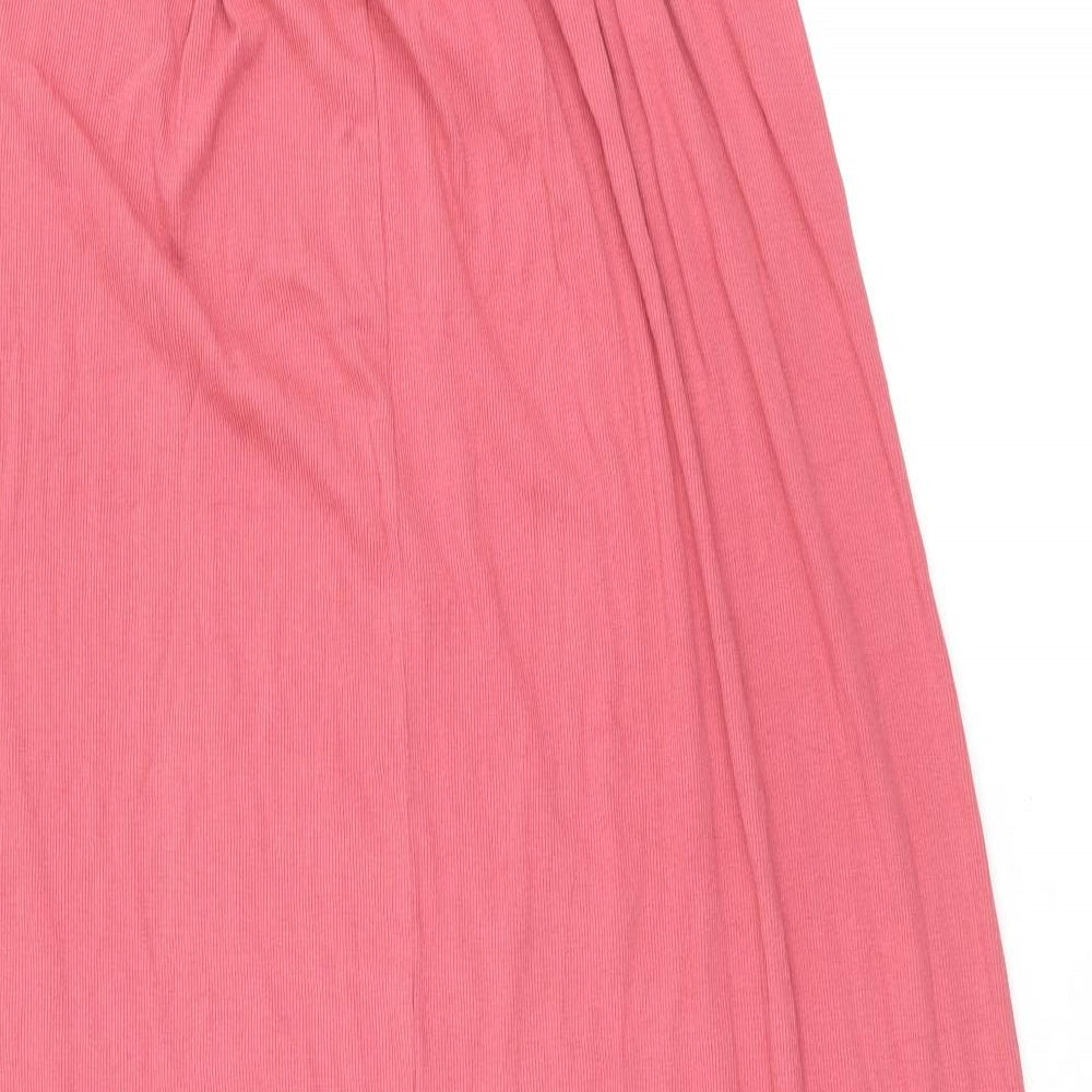 Zara Womens Red Cotton Tank Dress Size 10 V-Neck Pullover - Ribbed fabric