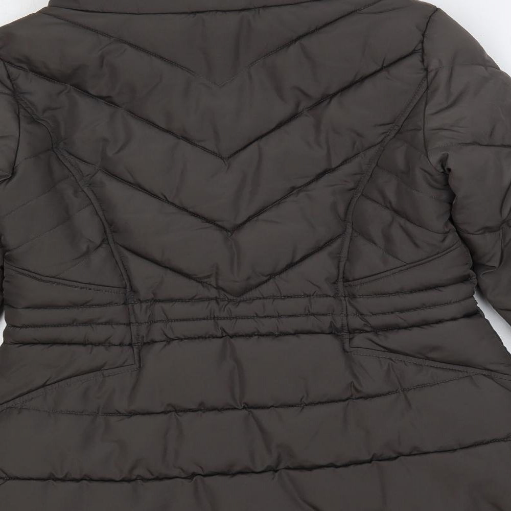 Oasis Womens Green Quilted Jacket Size XS Zip - Adjustable Waist