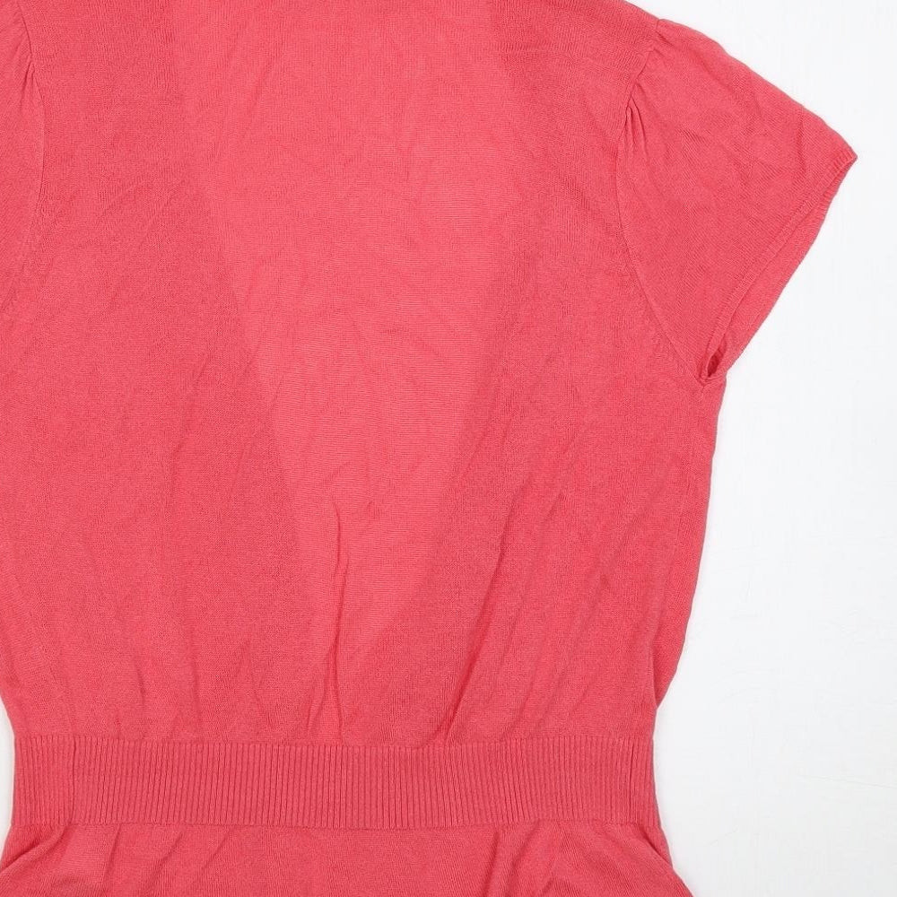 Marks & Spencer Womens Pink V-Neck Viscose Cardigan Jumper Size 10 - Open
