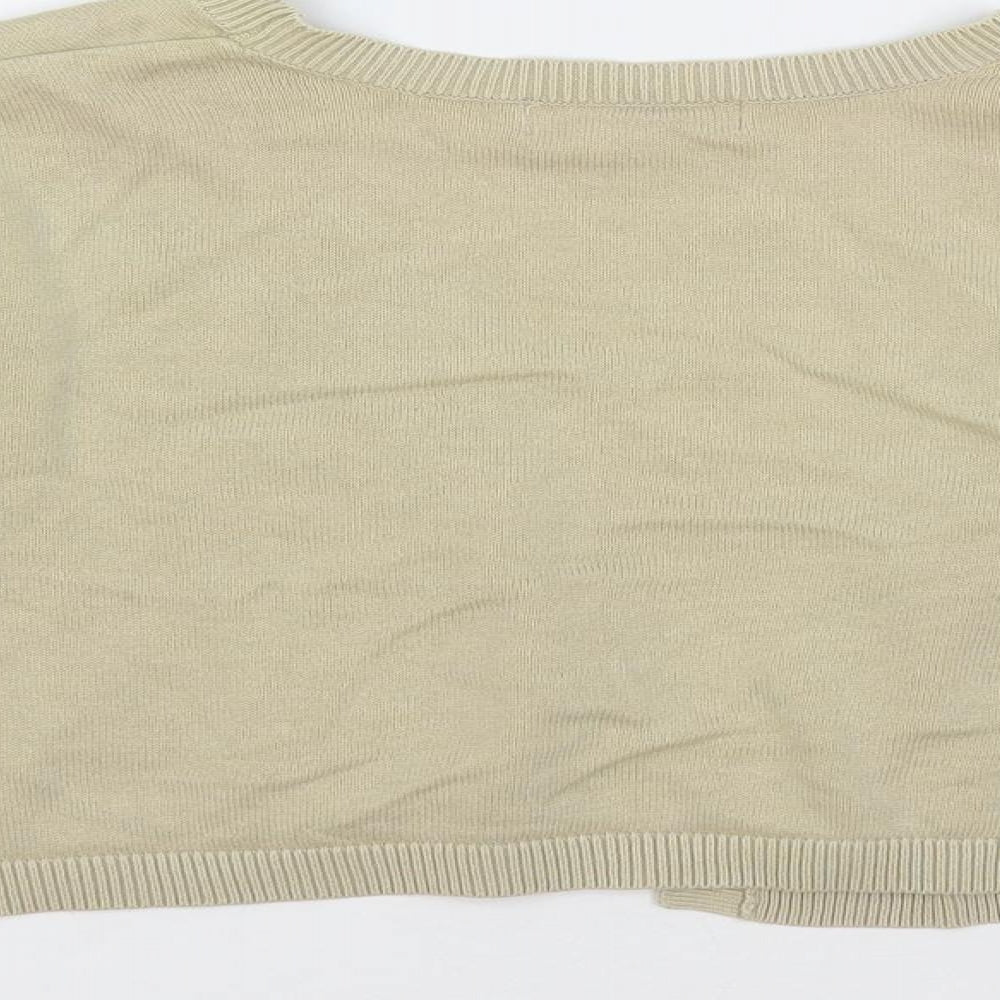 RJR.John Rocha Womens Beige V-Neck Cotton Cardigan Jumper Size 14 - Open