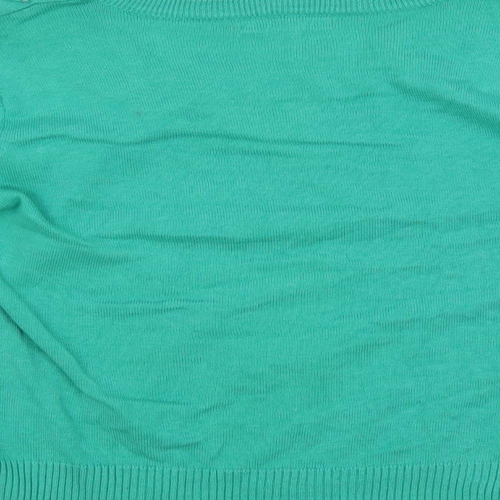 Klass Womens Green Boat Neck Cotton Pullover Jumper Size M