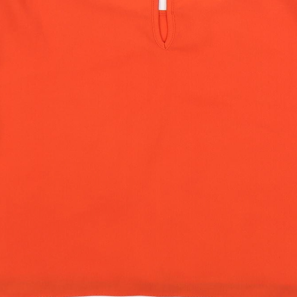 Jaune Rouge Womens Orange Polyester Basic Blouse Size S Round Neck - Chain Detail