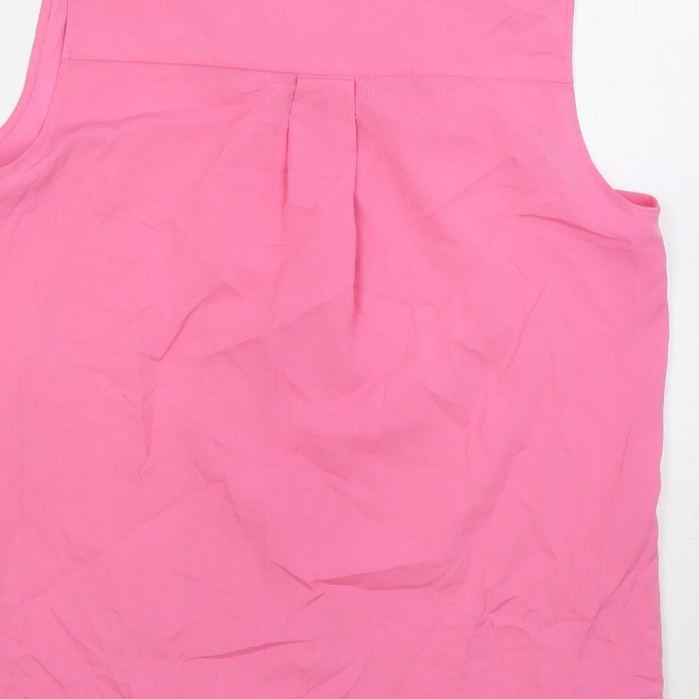 Marks & Spencer Womens Pink Polyester Basic Blouse Size 12 V-Neck