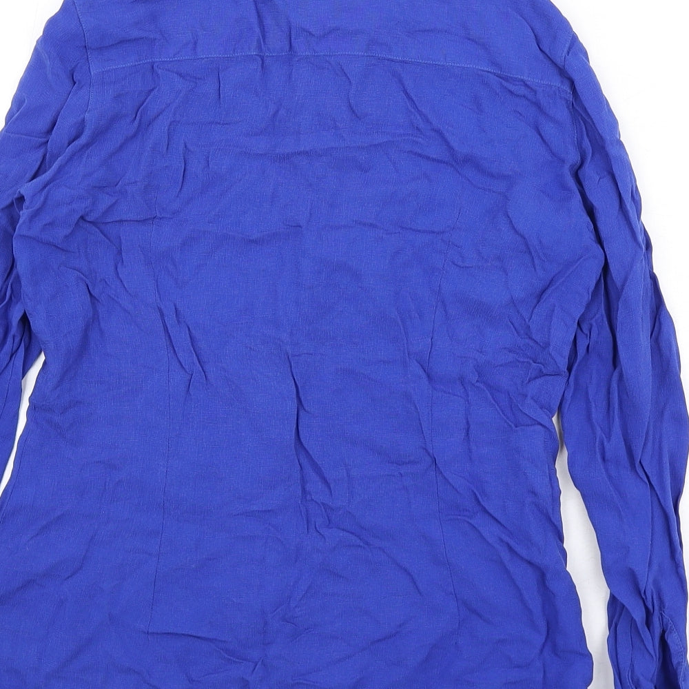 NEXT Womens Blue Cupro Basic Button-Up Size 10 Collared