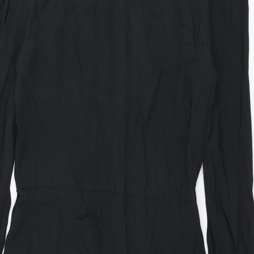 Marks & Spencer Womens Black Viscose A-Line Size 6 Round Neck Zip