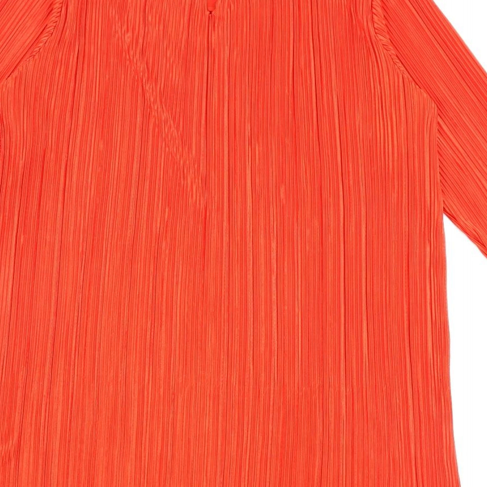H&M Womens Red Polyester A-Line Size S Round Neck Button