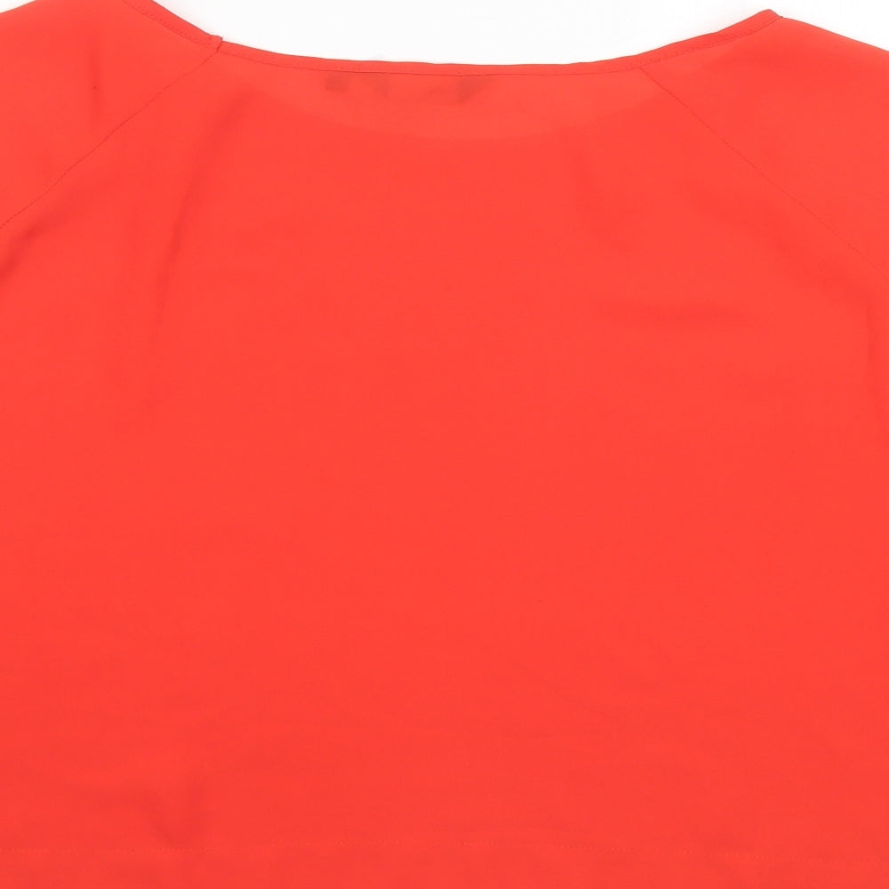 New Look Womens Orange Polyester Cropped Blouse Size 16 Round Neck