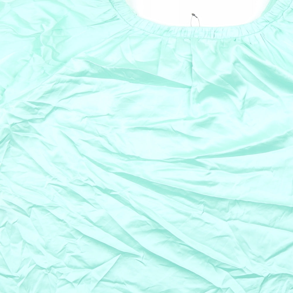 Marks & Spencer Womens Green Polyester Basic Blouse Size 12 Round Neck