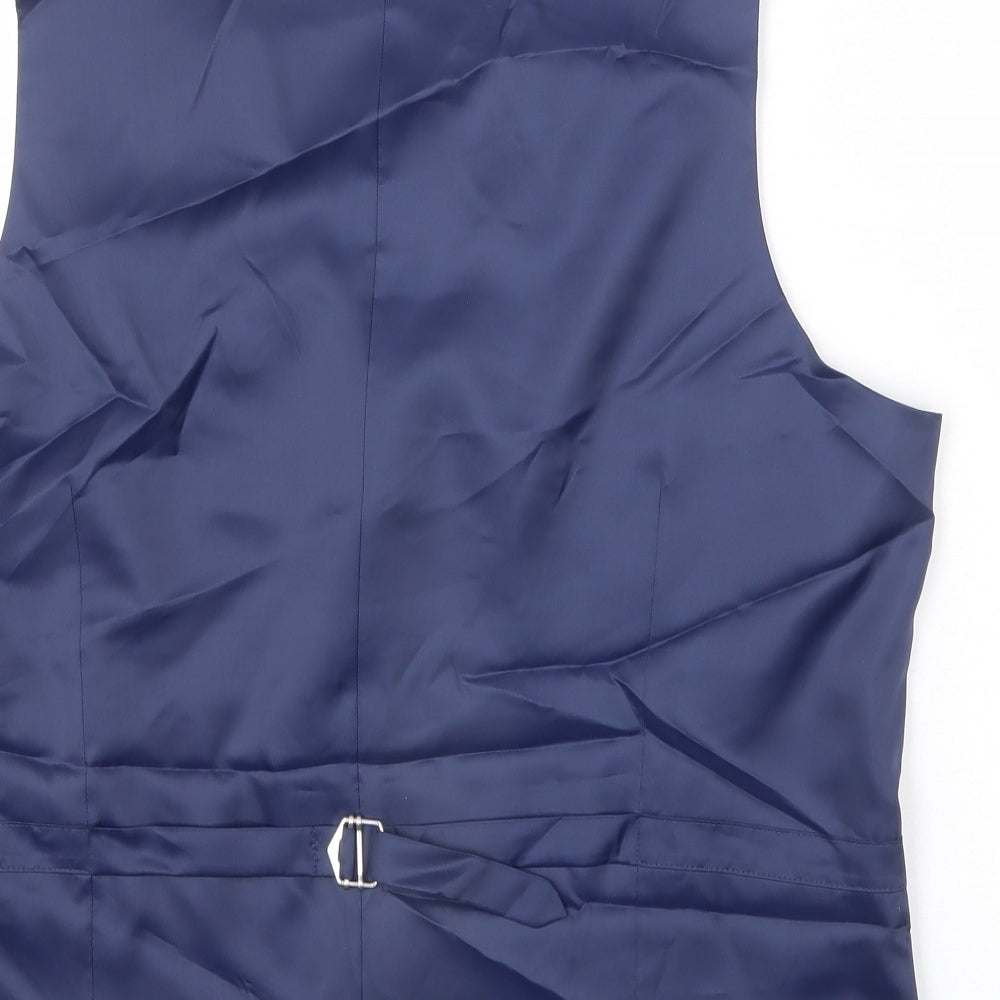 Marks & Spencer Mens Blue Polyester Jacket Suit Waistcoat Size 42 Regular