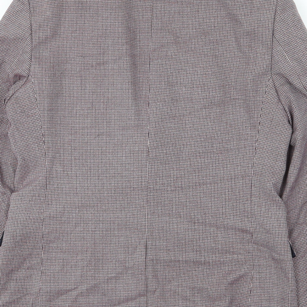 Topman Mens Multicoloured Houndstooth Polyester Jacket Blazer Size 42 Regular