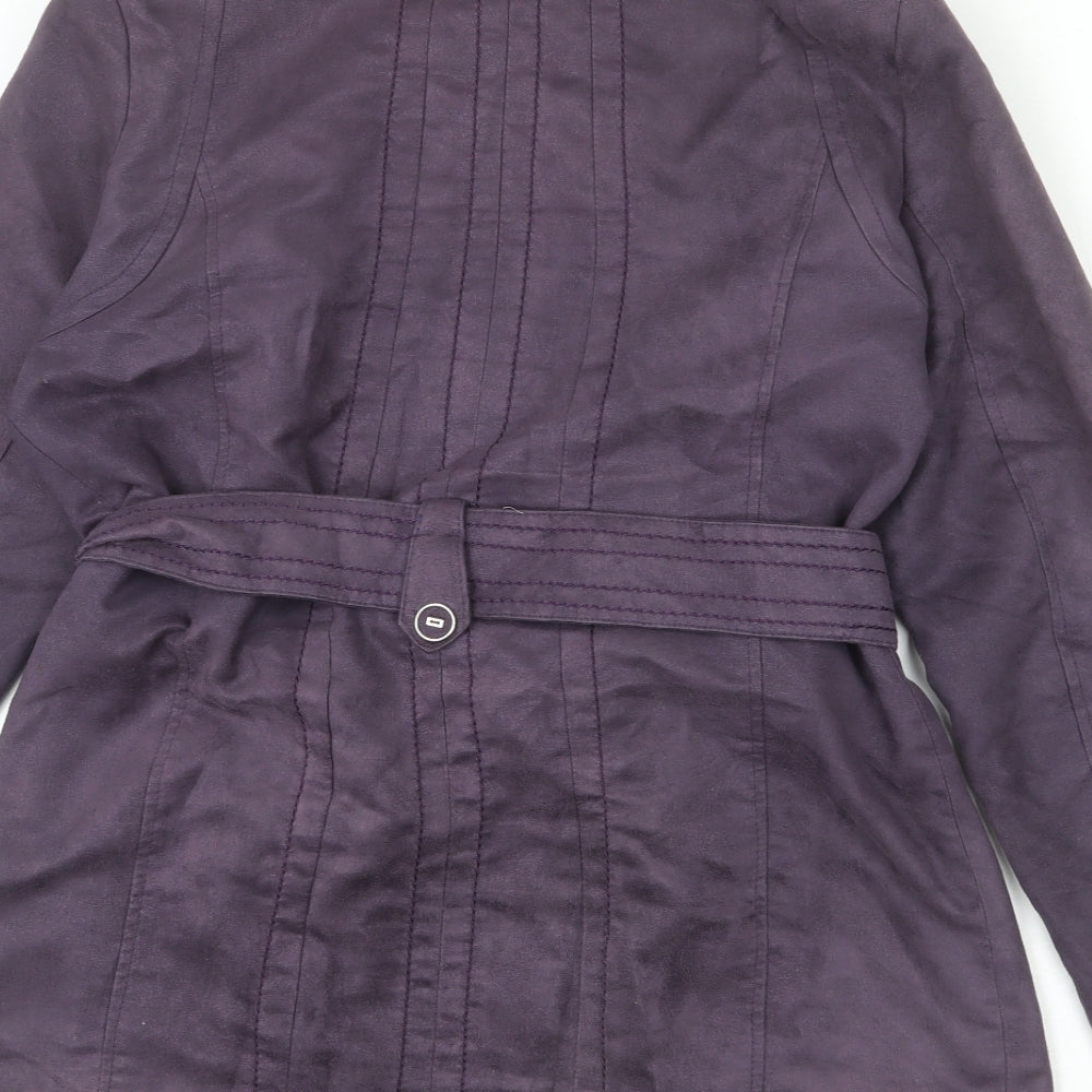 Klass Womens Purple Jacket Coat Size 12 Zip - Belted