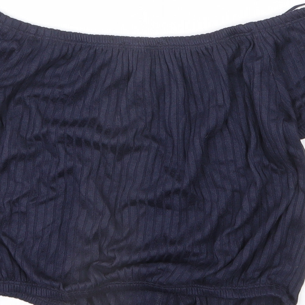 Apricot Womens Blue Polyester Basic T-Shirt Size 10 Off the Shoulder
