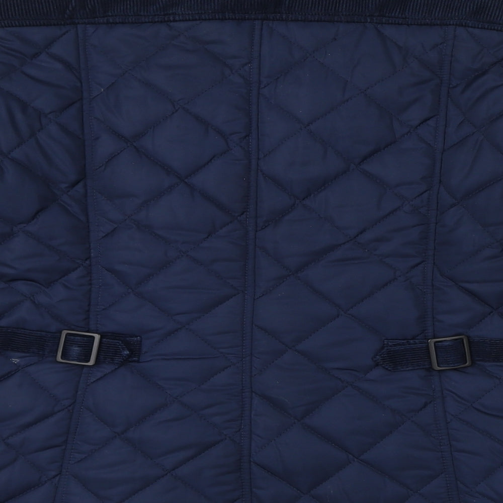 French Connection Womens Blue Quilted Jacket Size 12 Zip - Elbow Pads