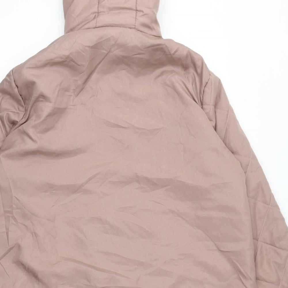 Anne De Lancay Womens Pink Parka Coat Size L Zip