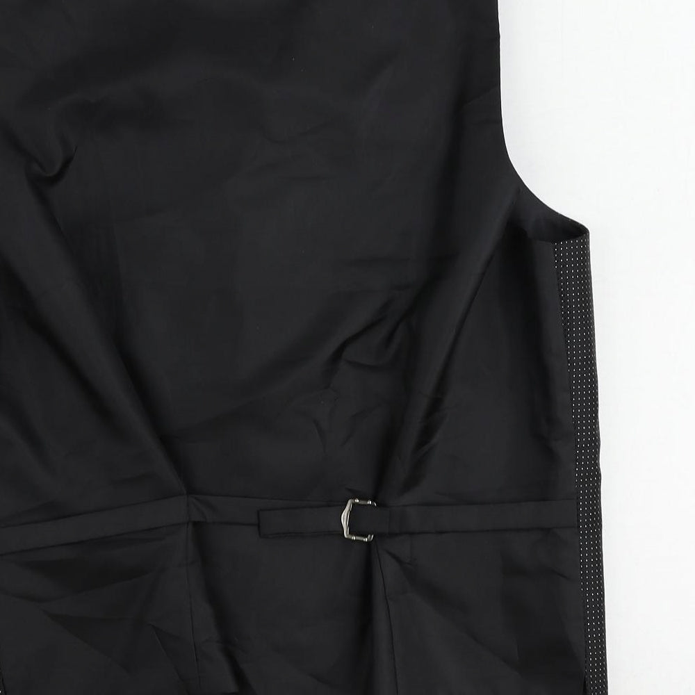 Marks & Spencer Mens Black Polyester Jacket Suit Waistcoat Size 38 Regular