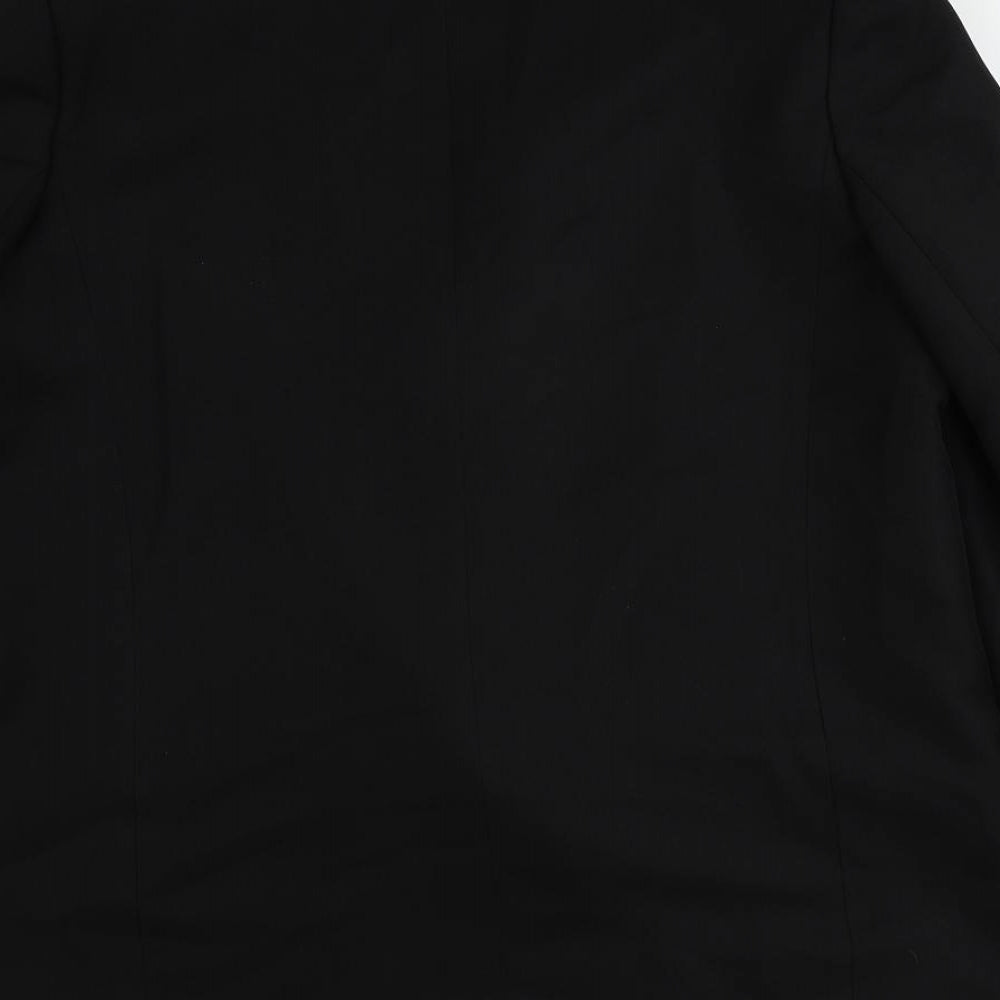 Brand and care label for ASOS women’s black polyester jacket suit jacket, size UK 10