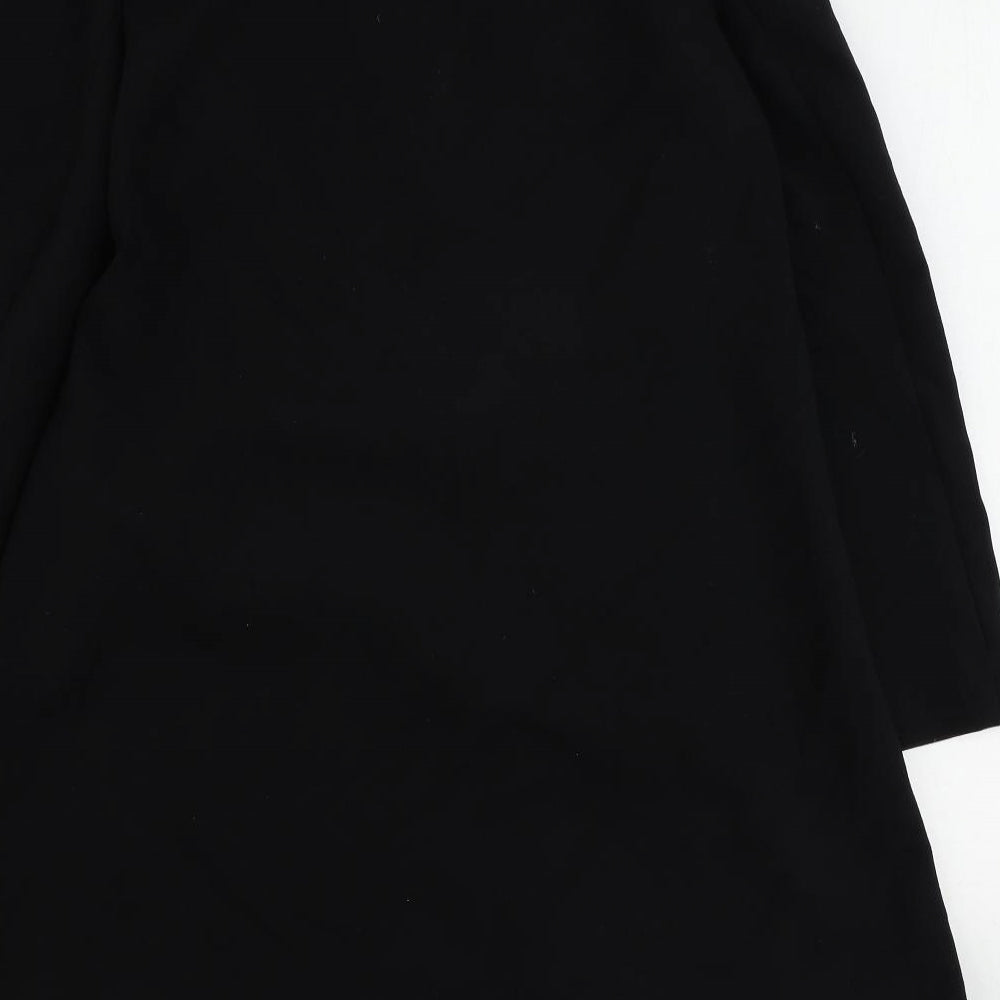 Marks & Spencer Womens Black Overcoat Coat Size 10 Snap