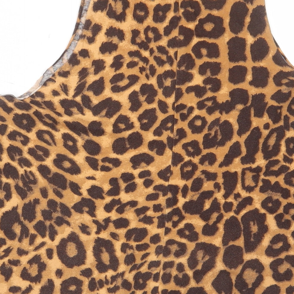 ASOS Womens Brown Animal Print Polyester Camisole Tank Size 8 Scoop Neck