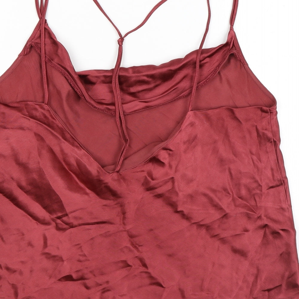Topshop Womens Pink Viscose Cropped Tank Size 14 Cowl Neck - Open Back