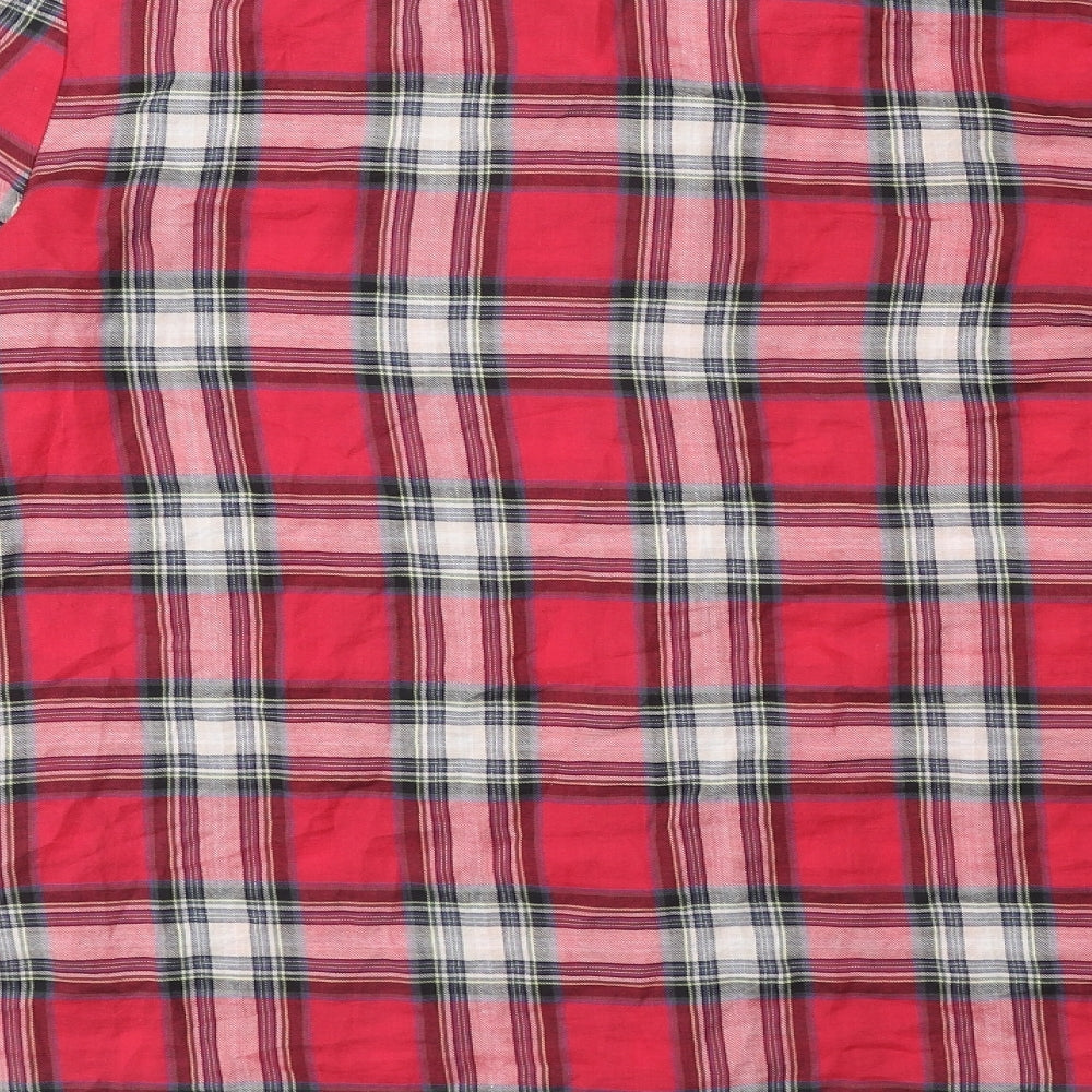 River Island Womens Red Plaid 100% Cotton Basic Button-Up Size 12 Collared - Embellished Pockets
