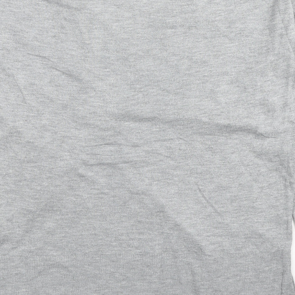 H&M Womens Grey V-Neck Acrylic Pullover Jumper Size S