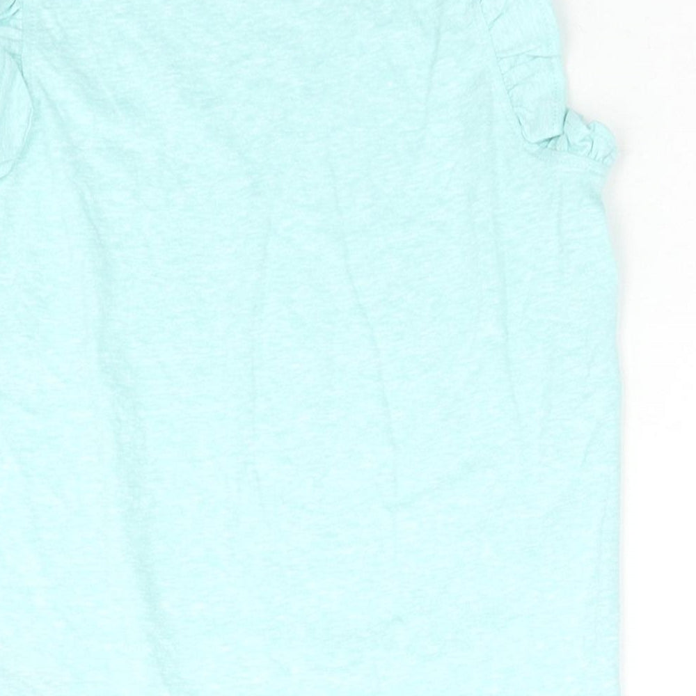 Marks & Spencer Girls Blue Polyester Basic Tank Size 5-6 Years Round Neck Pullover