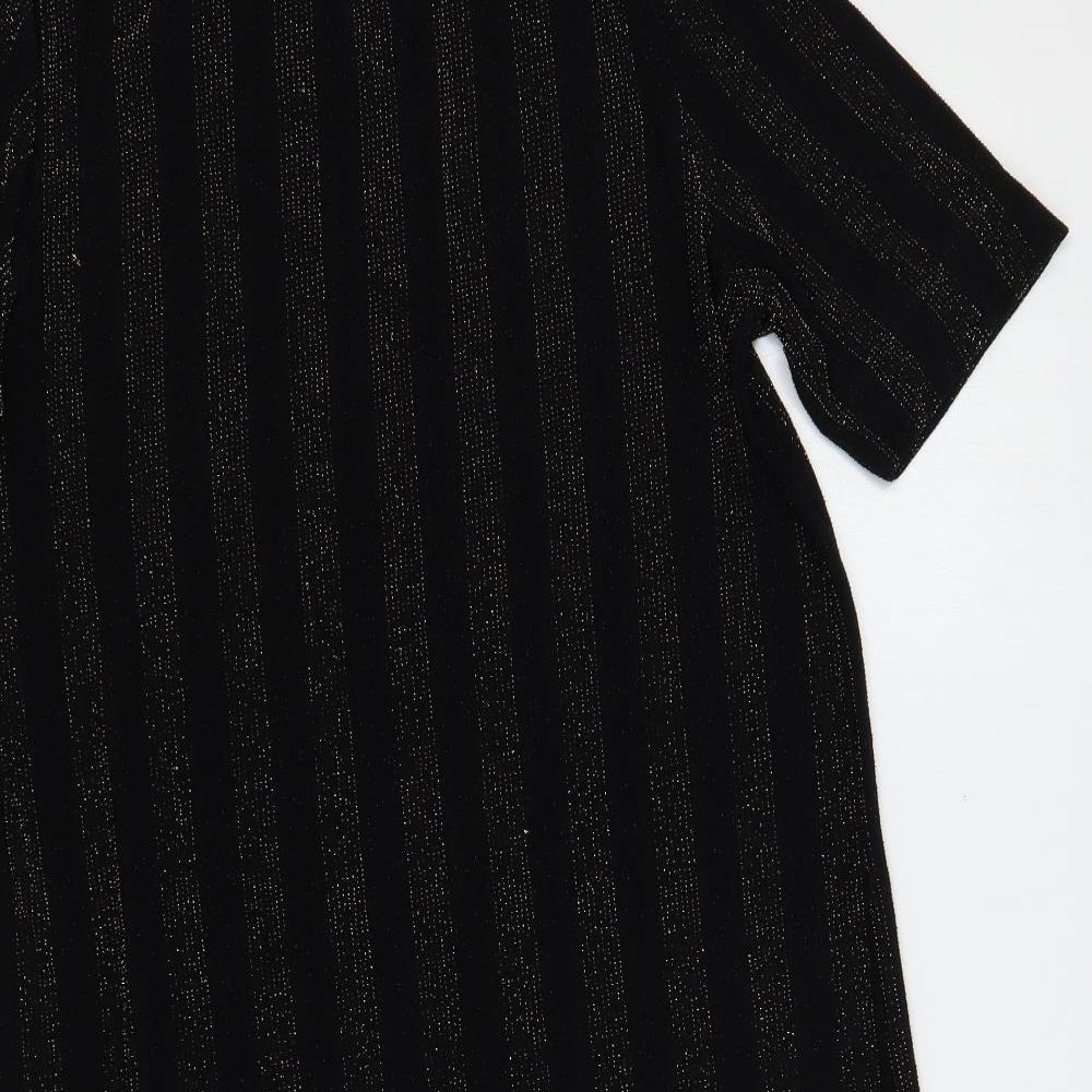 Monki Womens Black Striped Polyester T-Shirt Dress Size XS Crew Neck Pullover - Glitter