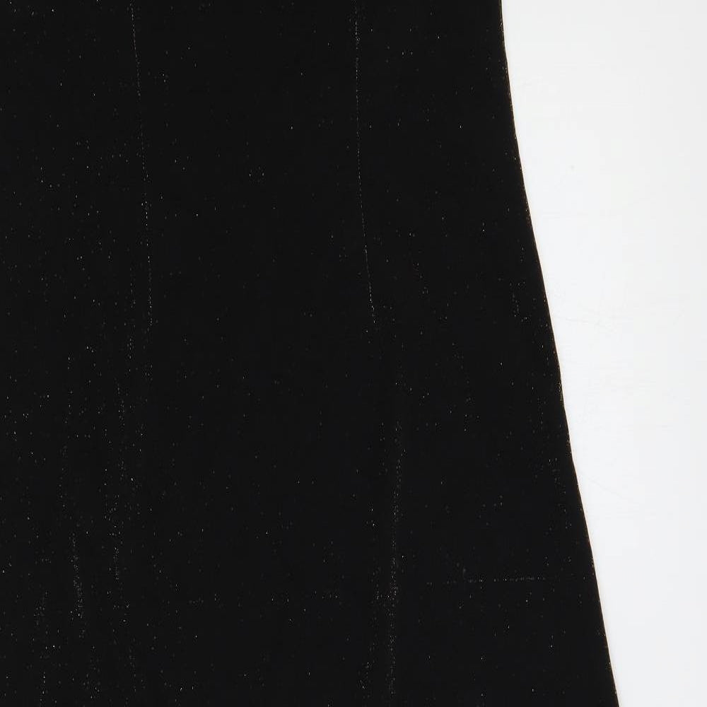 BHS Womens Black Nylon A-Line Size 14 Boat Neck - Glitter