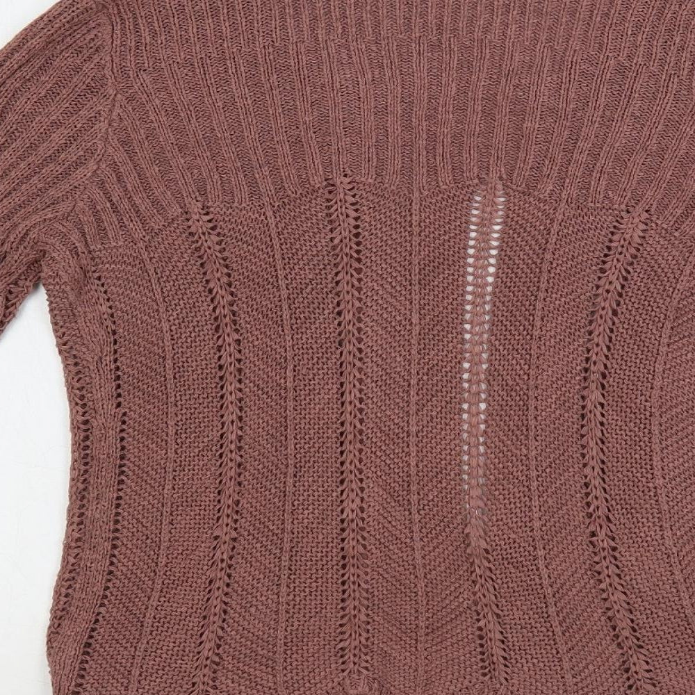 Alexara Womens Pink Round Neck Acrylic Cardigan Jumper Size M - Open