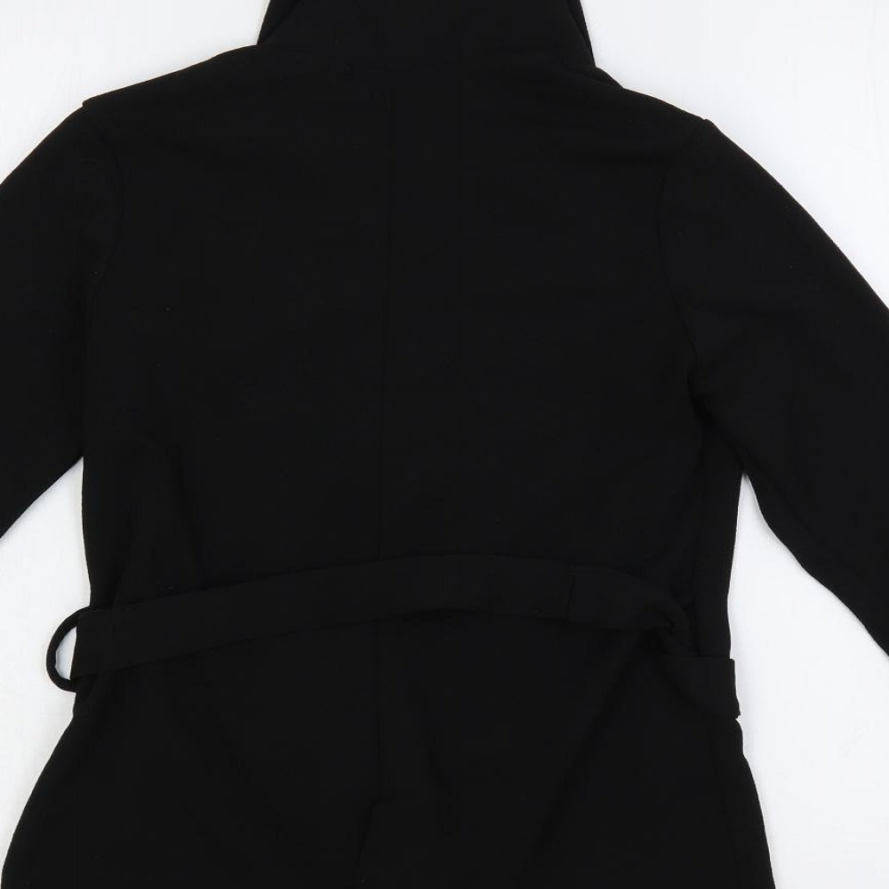 PRETTYLITTLETHING Womens Black Polyester Basic Blouse Size 10 V-Neck - Belted