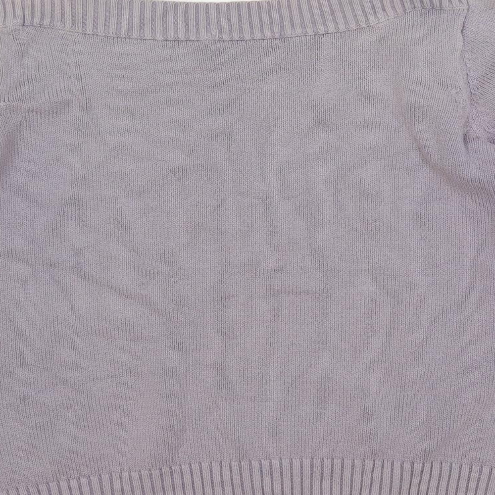 Marks & Spencer Womens Purple Boat Neck Cotton Pullover Jumper Size L