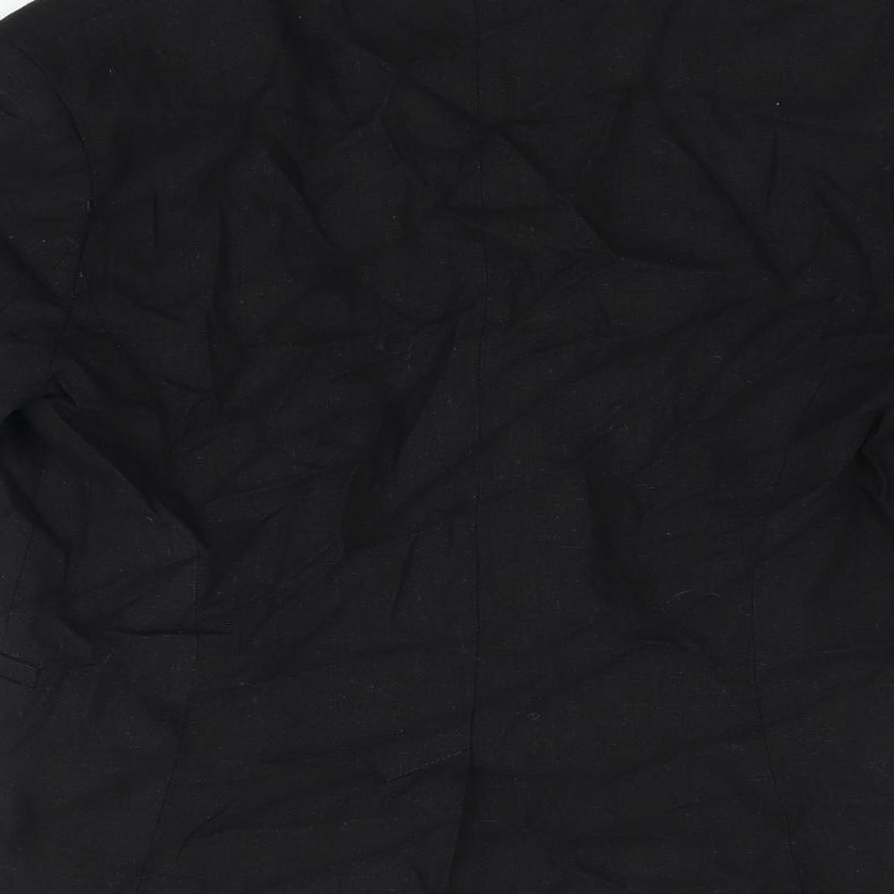 Brand and care label for ASOS women’s black linen jacket blazer, size UK 10