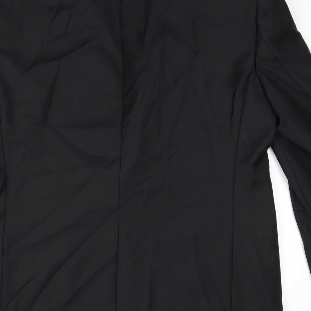 John Lewis Mens Black Wool Jacket Suit Jacket Size 40 Regular - Five-Button Sleeve