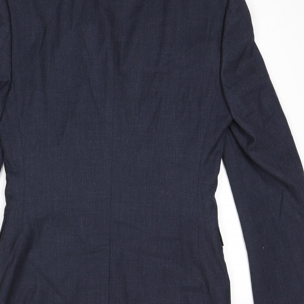 Topman Mens Blue Polyester Jacket Suit Jacket Size 36 Regular