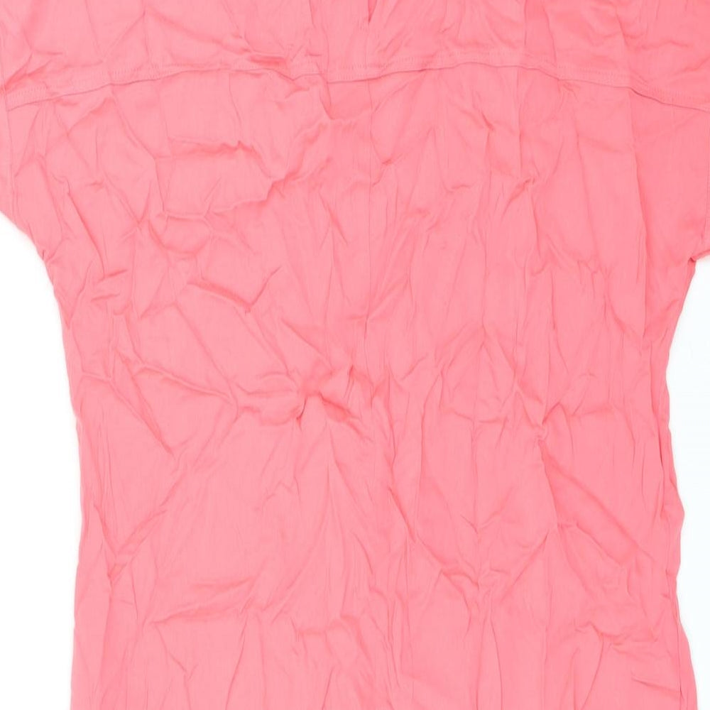 Marks & Spencer Womens Pink Viscose Shirt Dress Size 12 Round Neck Pullover