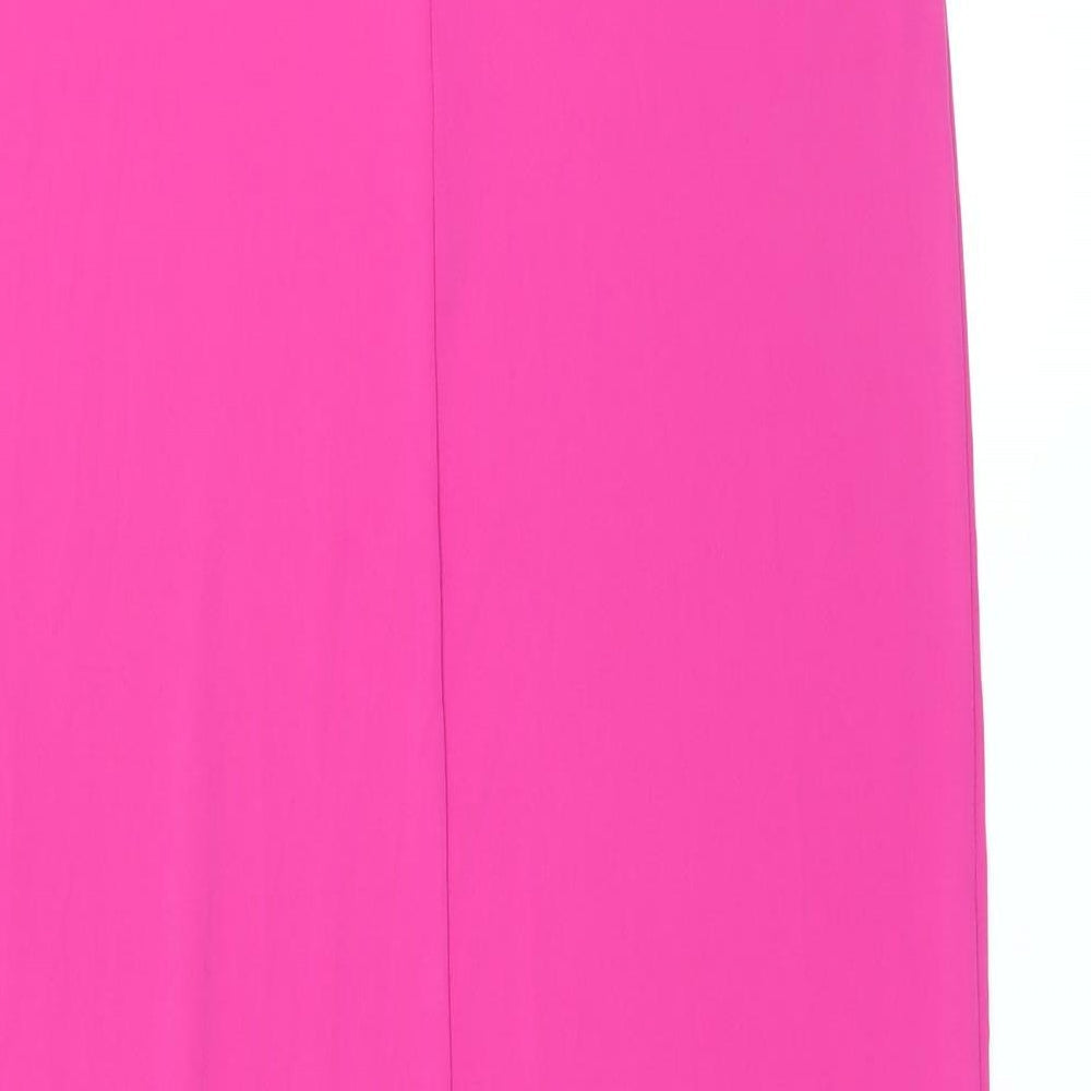 Marks & Spencer Womens Pink Polyester T-Shirt Dress Size 10 Scoop Neck Pullover - Side Slits