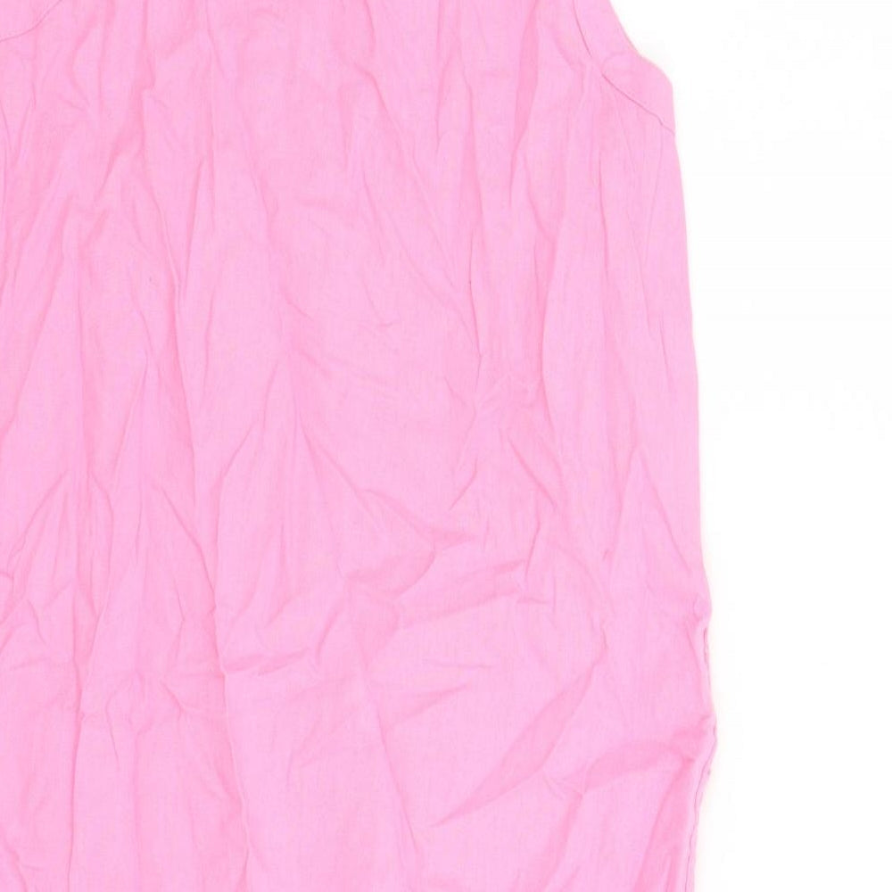 Marks & Spencer Womens Pink Flax A-Line Size 10 Round Neck Zip