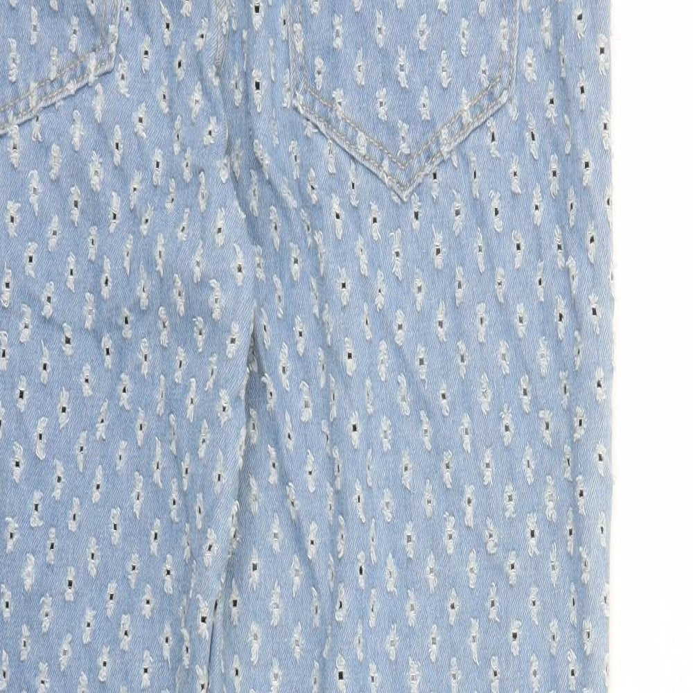 Boohoo Mens Blue Geometric Cotton Straight Jeans Size 32 in L29 in Regular Button