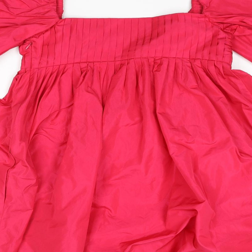 Zara Womens Pink Polyester A-Line Size S Sweetheart Zip - Pleated