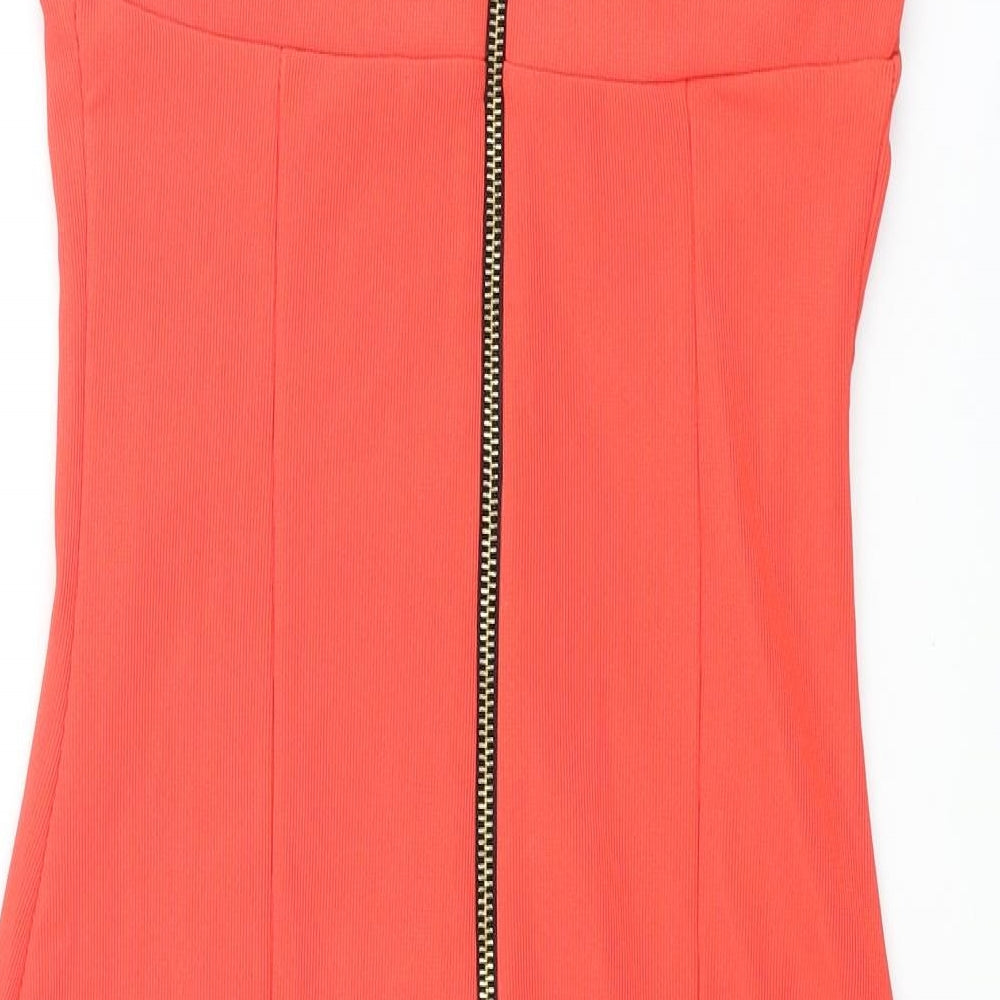 River Island Womens Red Polyester Bodycon Size 8 Halter Zip